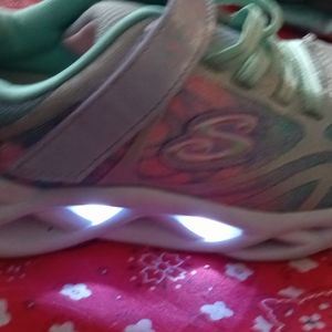 Sketchers pastel pink/purple and turquoise s-lights little girls shoes s…
